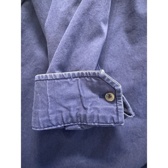 Vintage Tommy Hilfiger Men's L Heritage Work Shirt Button Navy Blue Long Sleeve - Picture 10 of 12